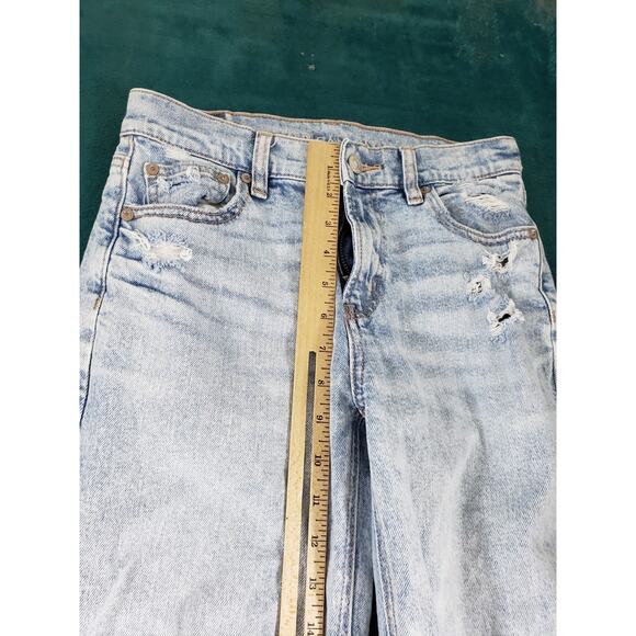 American Eagle Jeans Size 0 Womens Blue Stretch Pants High Rise Ankle Straight - Picture 8 of 14